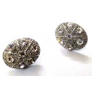 Silver Oxidized Rhinestone Tradition Earrings Stud Ethnic Imitation Jewelry EA11